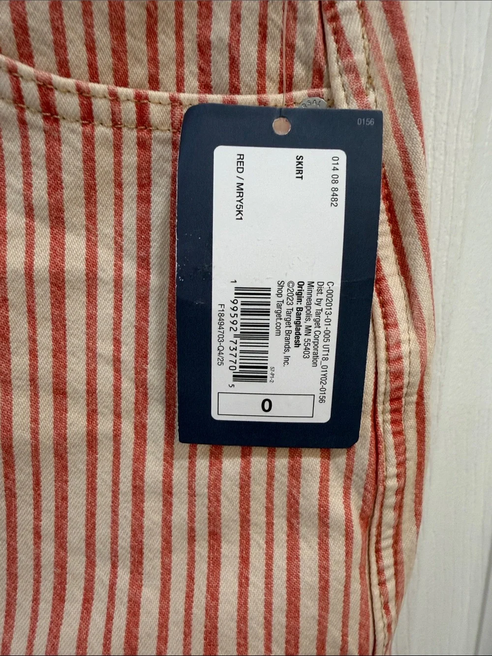 NWT - Striped Red & Cream Size 0 Mini Skirt - Casual Women's Summer Skirt